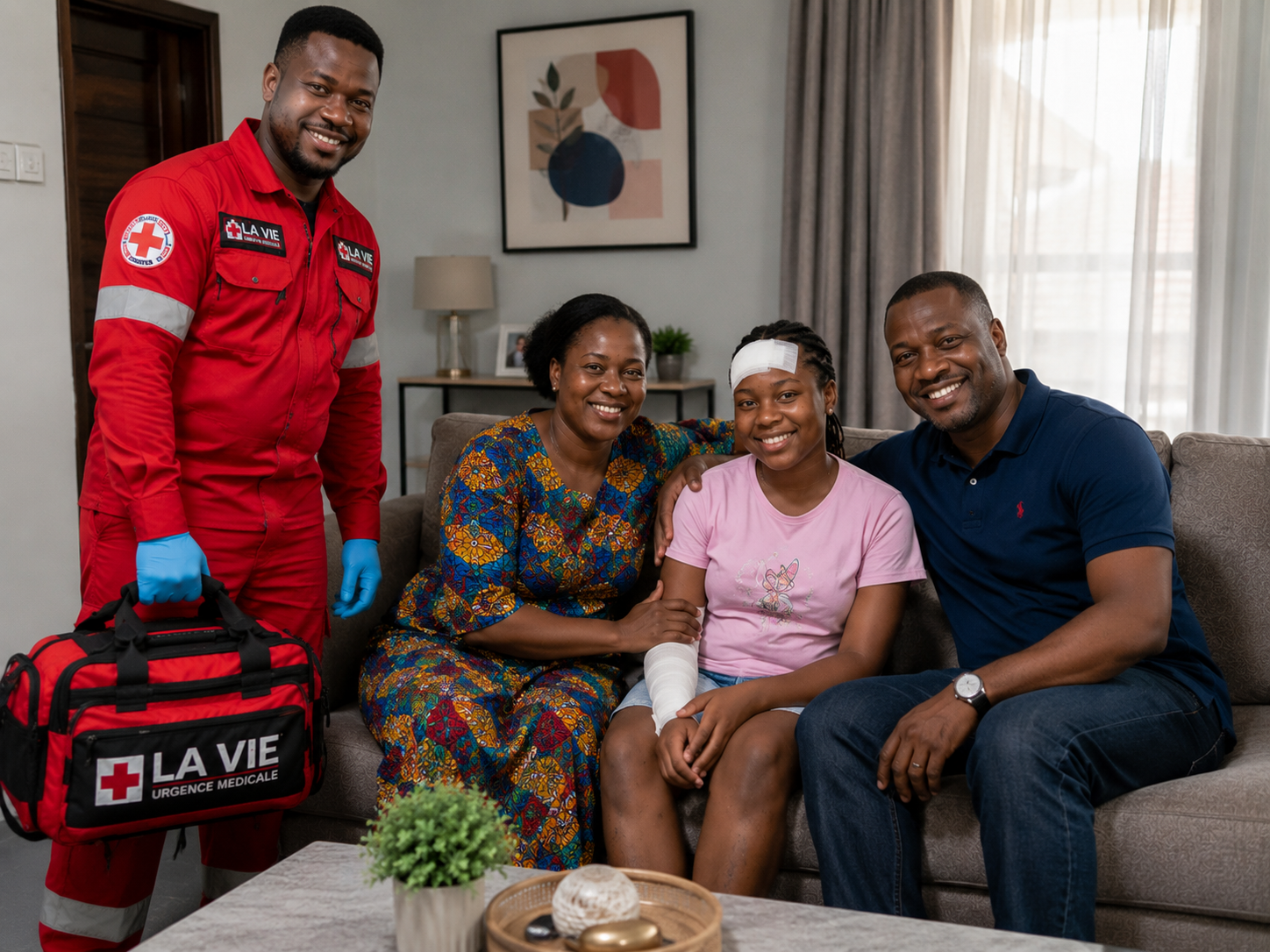 Famille réunie autour d'un proche pris en charge — LAVIE APP Kinshasa